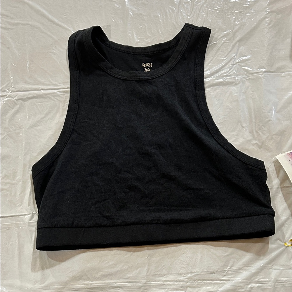 Double Zero Black Cropped Tank Top